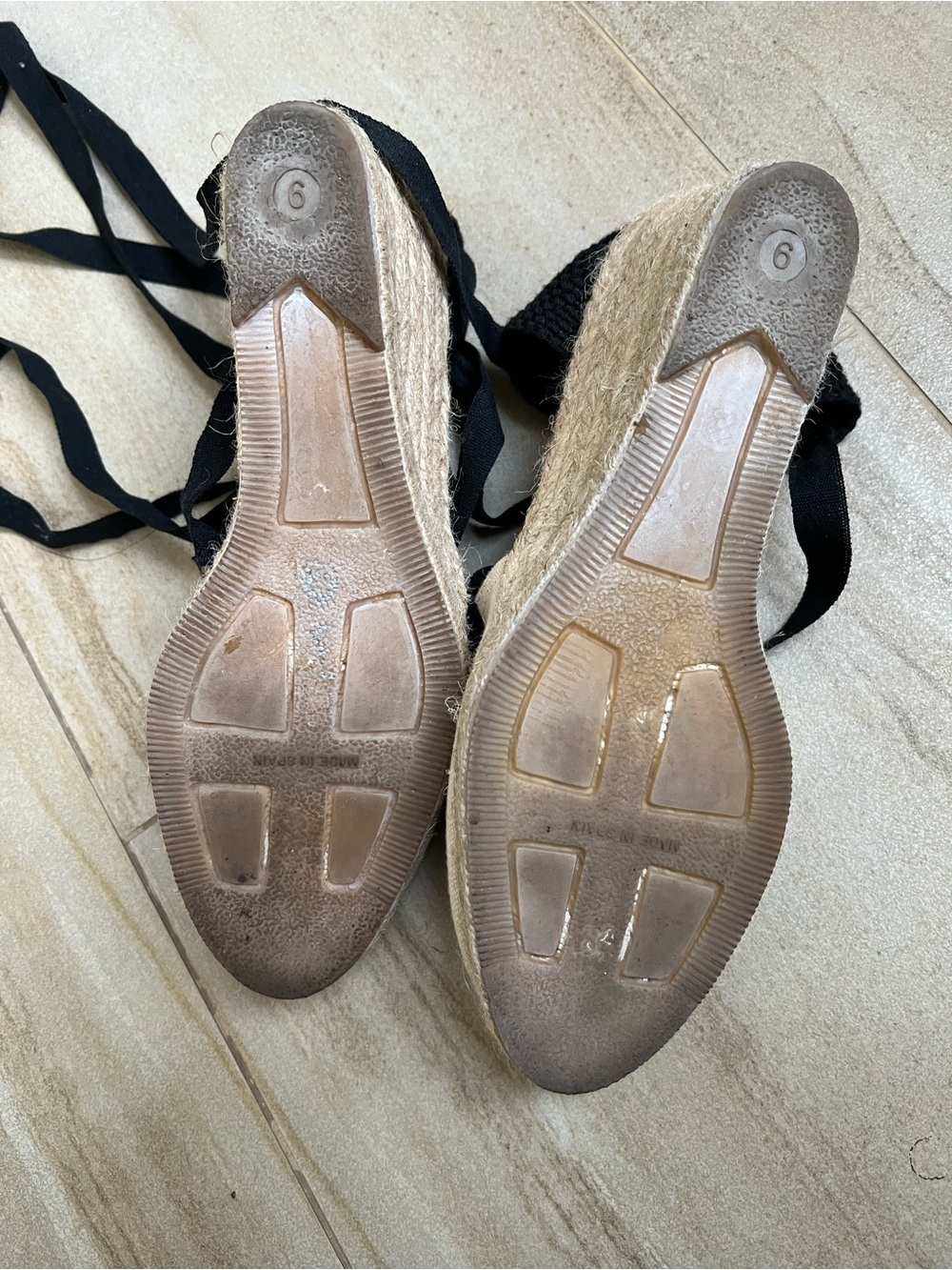 Cream Espadrille with Black Ribbon Laces - Picture 4 of 4
